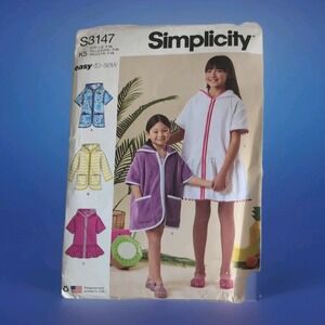 Simplicity S3147 Girls Swim Beach Robe Pattern Sizes 7–14 Uncut Easy Sew